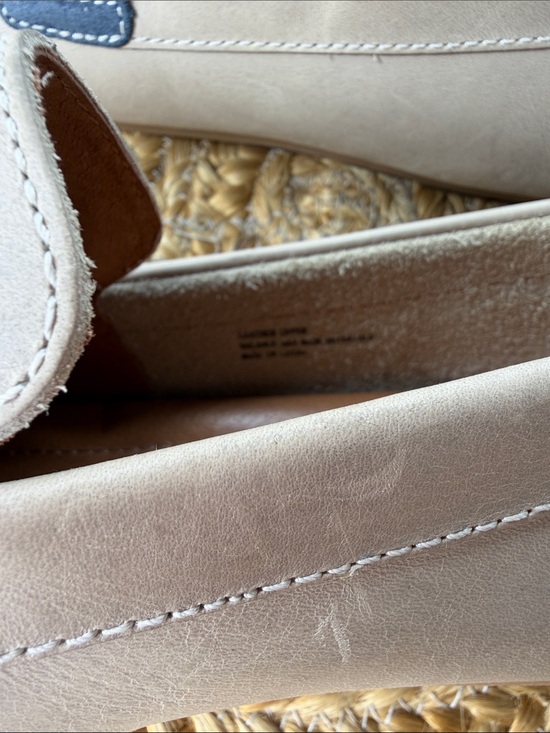 Born Taupe Leather Penny Loafers with Navy Strap main image 4